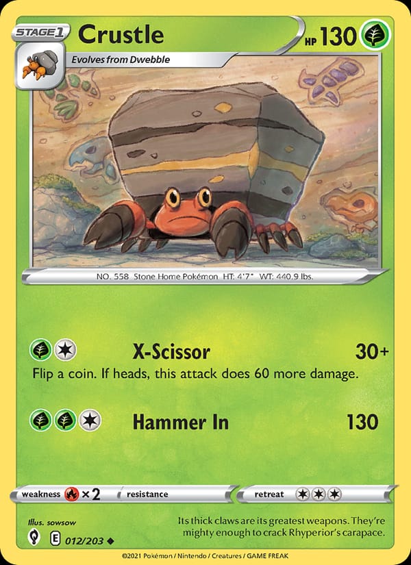 Crustle 012/203 Evolving Skies Pokémon card