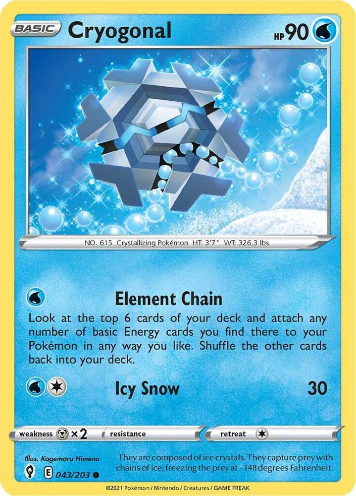 Cryogonal 043/203 Evolving Skies Pokémon card