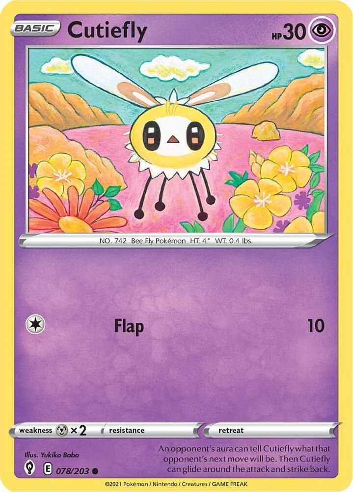 Cutiefly 078/203 Evolving Skies Pokémon card