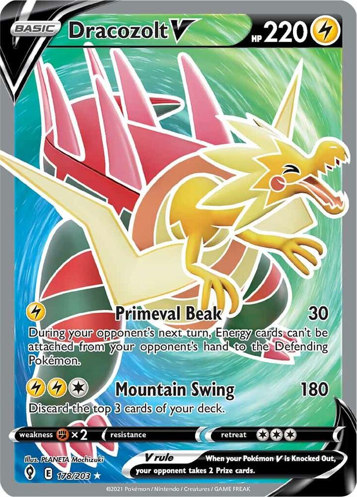 Dracozolt V 178/203 Evolving Skies Pokémon card