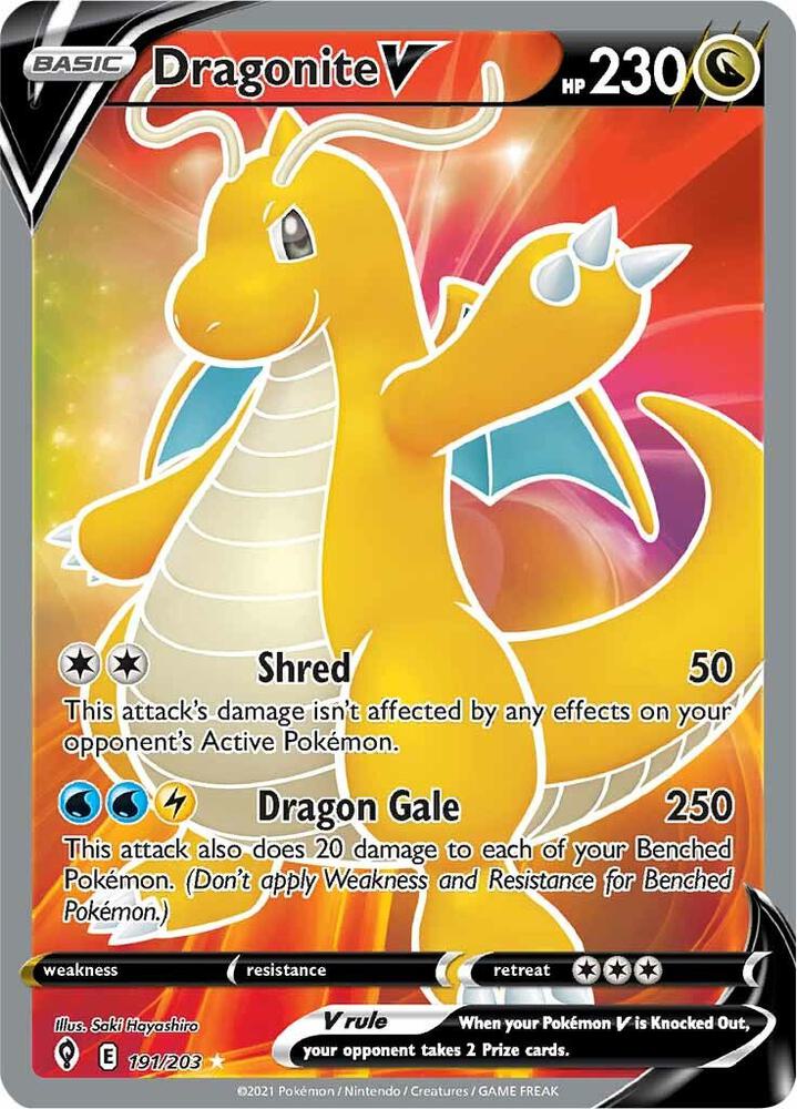 Dragonite V 191/203 Evolving Skies Pokémon card