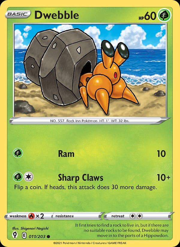 Dwebble 011/203 Evolving Skies Pokémon card