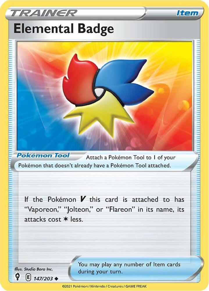 Elemental Badge 147/203 Evolving Skies Pokémon card