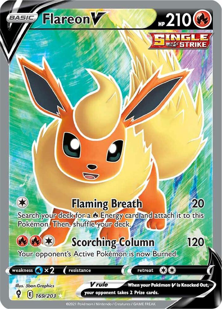 Flareon V 169/203 Evolving Skies Pokémon card