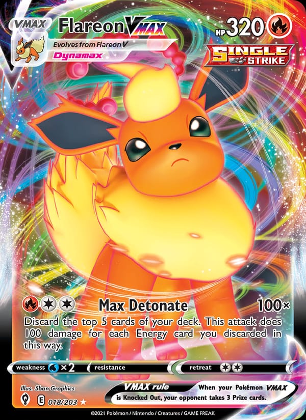 Flareon VMAX 018/203 Evolving Skies Pokémon card