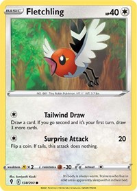 Fletchling 138/203 Common – Evolving Skies Pokémon card