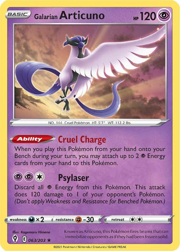 Galarian Articuno 063/203 Evolving Skies Pokémon card
