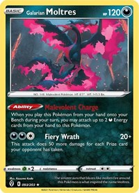 Galarian Moltres 093/203 Holo Rare – Evolving Skies Pokémon card