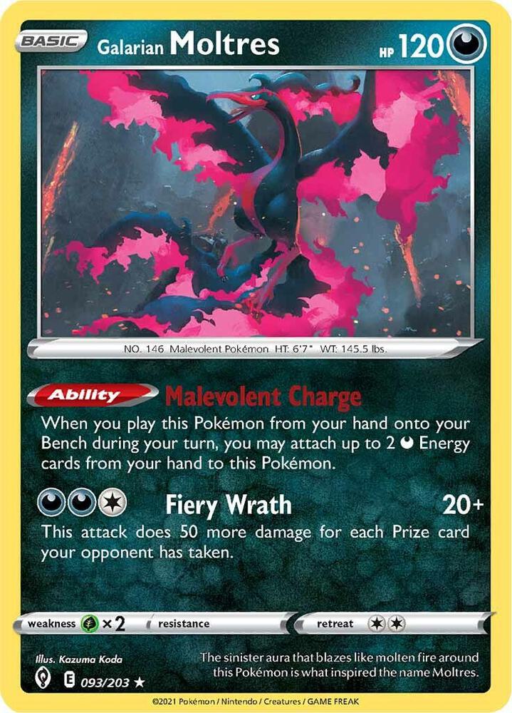 Galarian Moltres 093/203 Evolving Skies Pokémon card