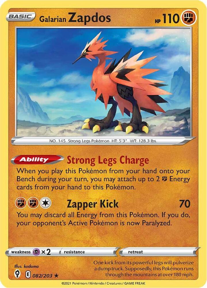 Galarian Zapdos 082/203 Evolving Skies Pokémon card