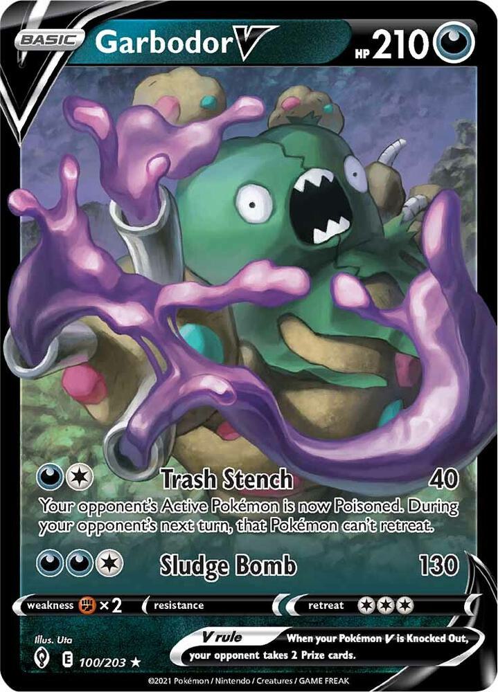 Garbodor V 100/203 Evolving Skies Pokémon card
