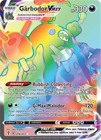 Garbodor VMAX 216/203 Secret Rare – Evolving Skies Pokémon card