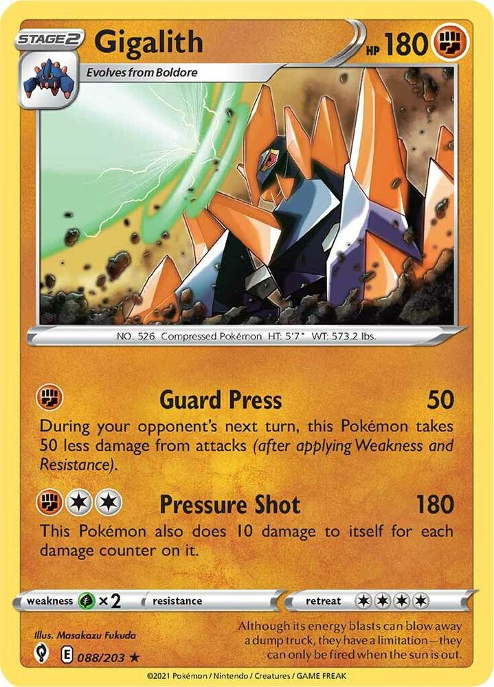 Gigalith 088/203 Evolving Skies Pokémon card