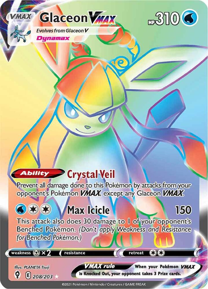 Glaceon VMAX 208/203 Evolving Skies Pokémon card
