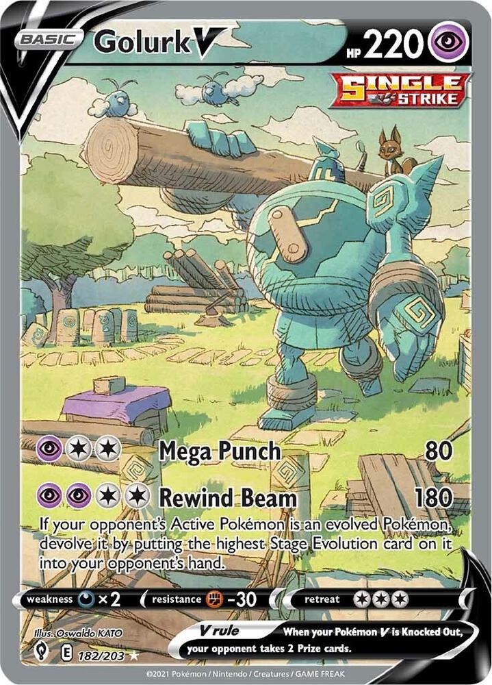 Golurk V 182/203 Evolving Skies Pokémon card