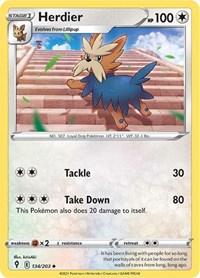 Herdier 134/203 Uncommon – Evolving Skies Pokémon card
