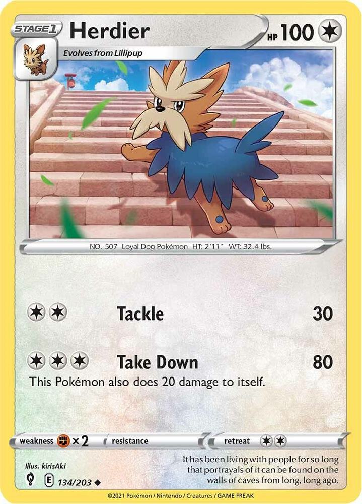 Herdier 134/203 Evolving Skies Pokémon card
