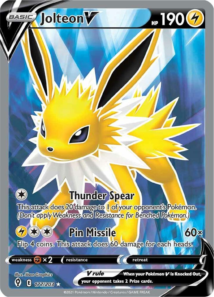 Jolteon V 177/203 Evolving Skies Pokémon card