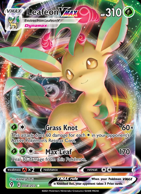 Leafeon VMAX 008/203 Evolving Skies Pokémon card
