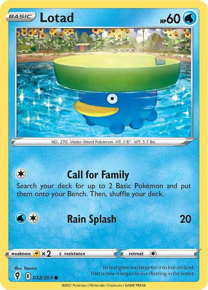 Lotad 032/203 Evolving Skies Pokémon card