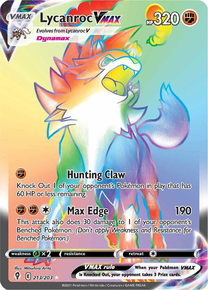 Lycanroc VMAX 213/203 Evolving Skies Pokémon card