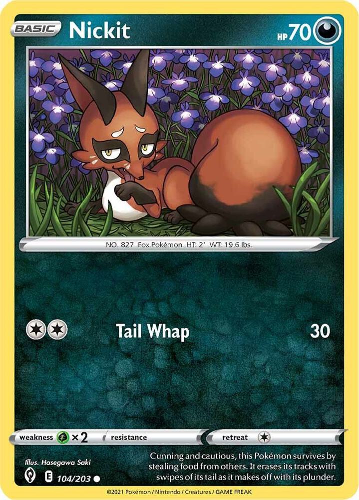 Nickit 104/203 Evolving Skies Pokémon card