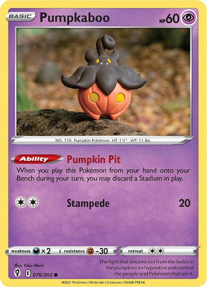 Pumpkaboo 076/203 Evolving Skies Pokémon card