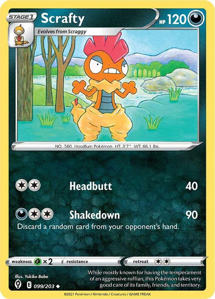 Scrafty 099/203 Evolving Skies Pokémon card