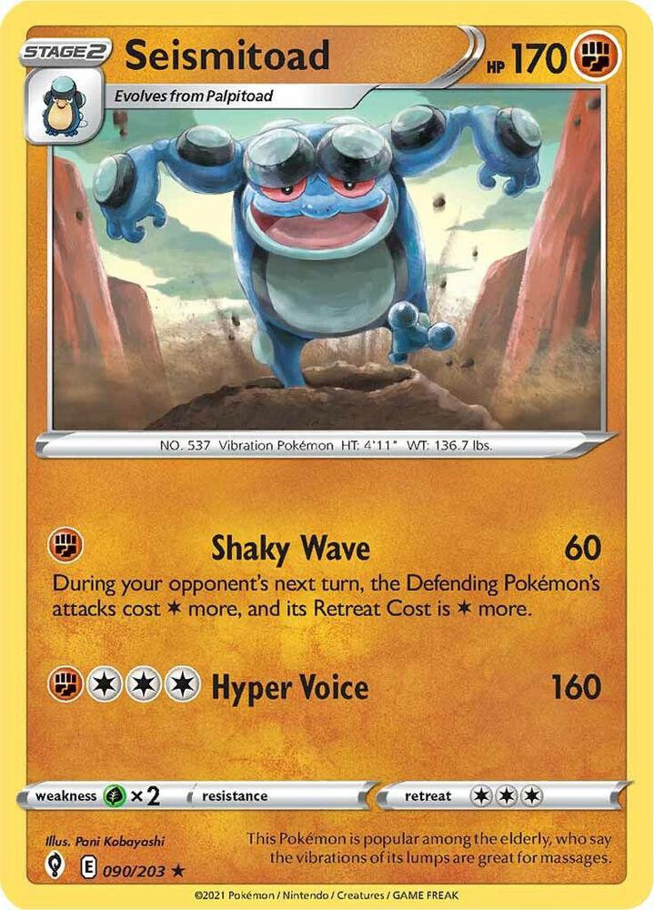 Seismitoad 090/203 Evolving Skies Pokémon card