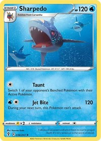 Sharpedo 036/203 Rare – Evolving Skies Pokémon card