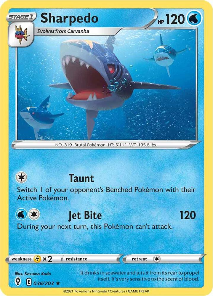 Sharpedo 036/203 Evolving Skies Pokémon card