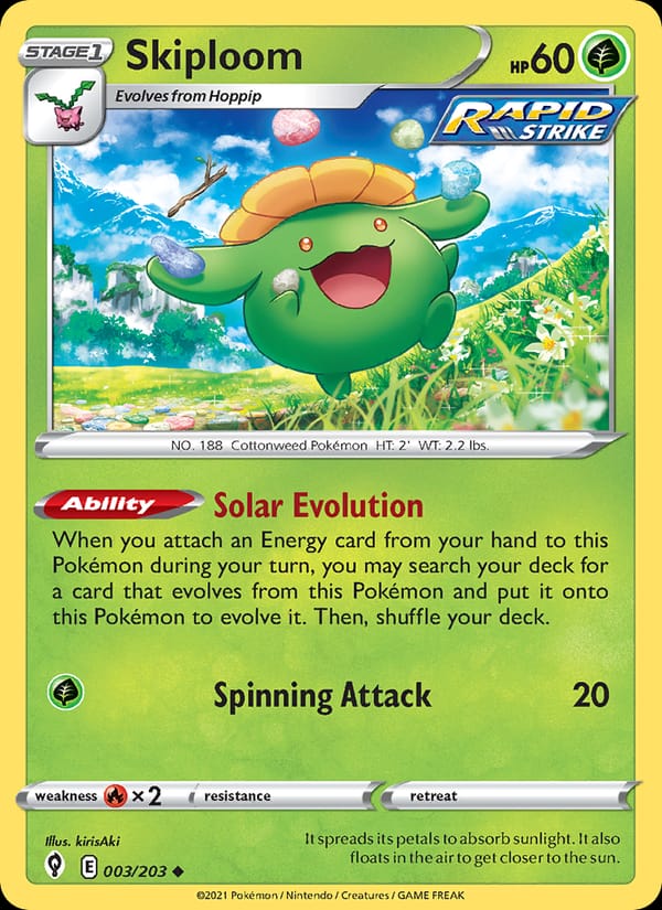 Skiploom 003/203 Evolving Skies Pokémon card