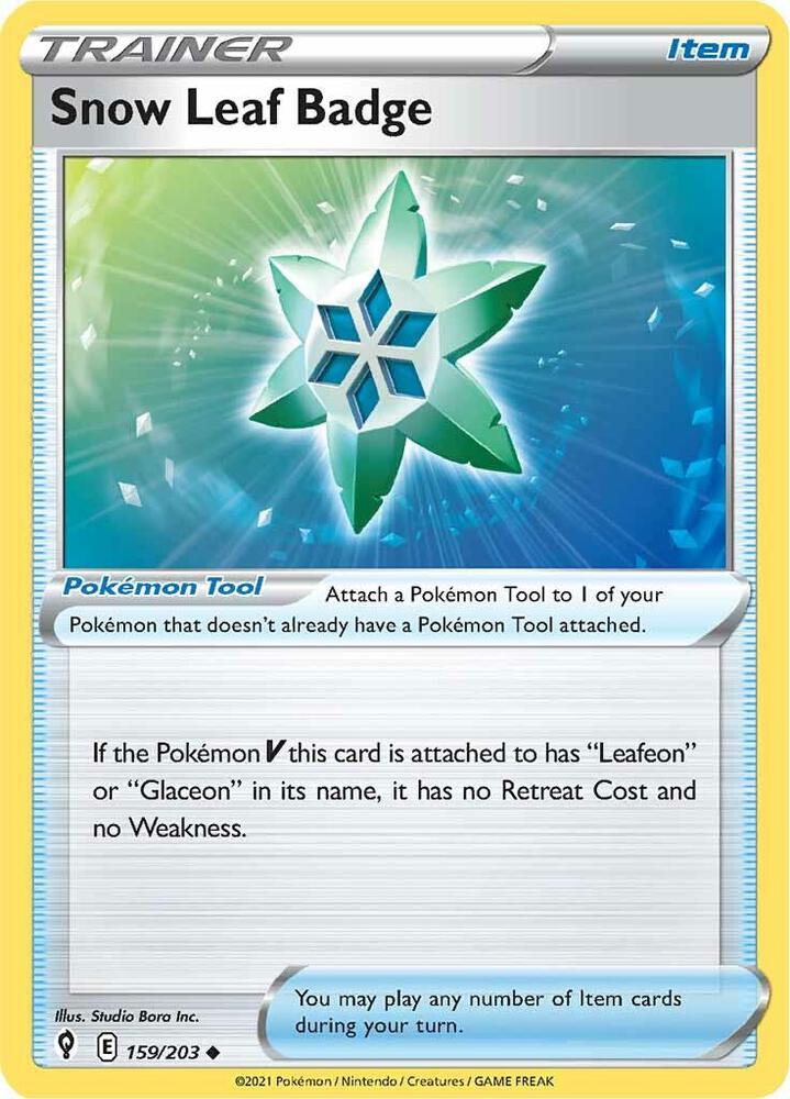 Snow Leaf Badge 159/203 Evolving Skies Pokémon card