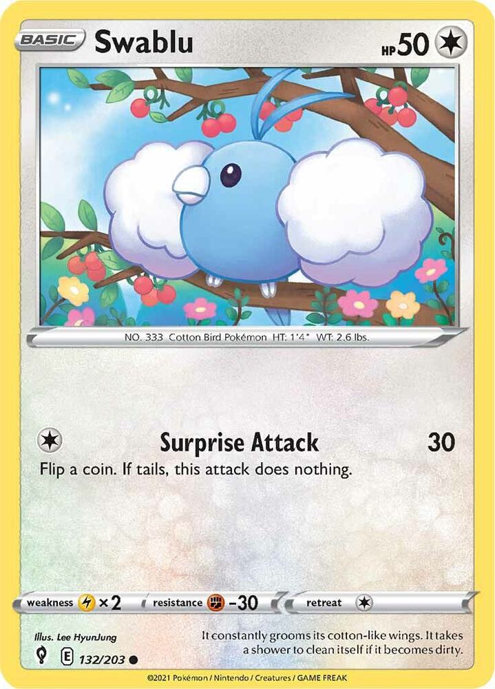 Swablu 132/203 Evolving Skies Pokémon card