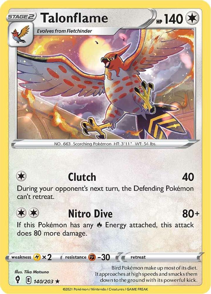 Talonflame 140/203 Evolving Skies Pokémon card