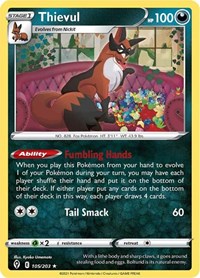 Thievul 105/203 Rare – Evolving Skies Pokémon card