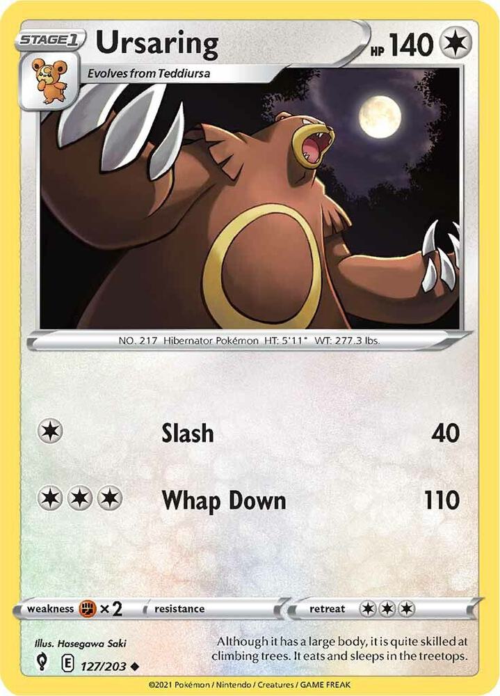 Ursaring 127/203 Evolving Skies Pokémon card