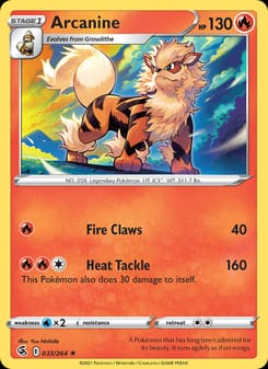 Arcanine 033/264 Rare – Fusion Strike Pokémon card