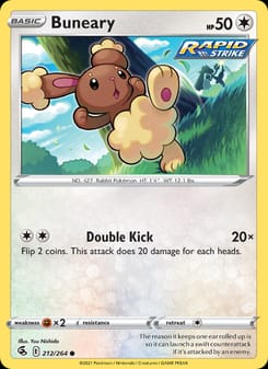 Buneary 212/264 Common – Fusion Strike Pokémon card
