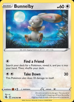 Bunnelby 214/264 Common – Fusion Strike Pokémon card
