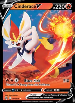 Cinderace V 043/264 Ultra Rare – Fusion Strike Pokémon card