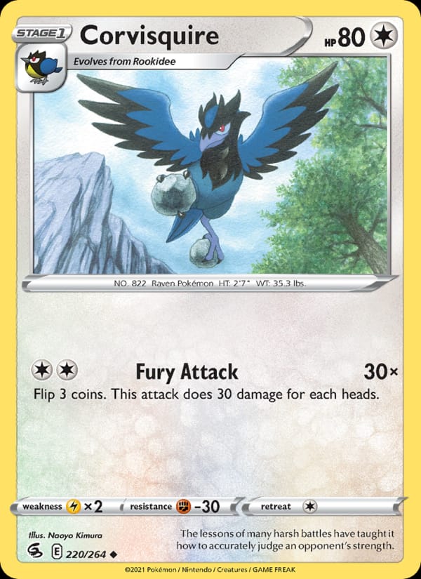 Corvisquire 220/264 Fusion Strike Pokémon card