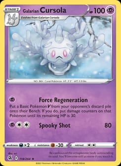 Galarian Cursola 118/264 Rare – Fusion Strike Pokémon card