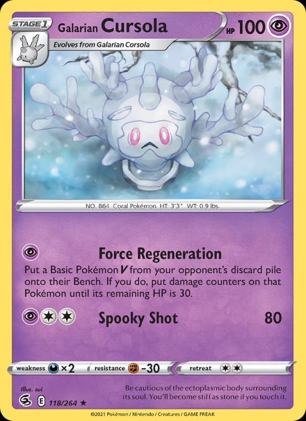 Galarian Cursola 118/264 Fusion Strike Pokémon card