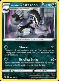 Galarian Obstagoon 161/264 Holo Rare – Fusion Strike Pokémon card