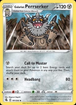 Galarian Perrserker 181/264 Uncommon – Fusion Strike Pokémon card