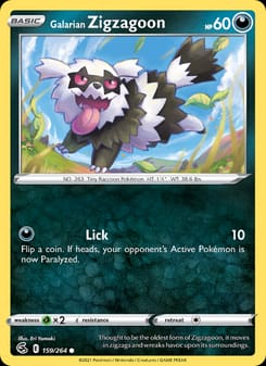 Galarian Zigzagoon 159/264 Common – Fusion Strike Pokémon card