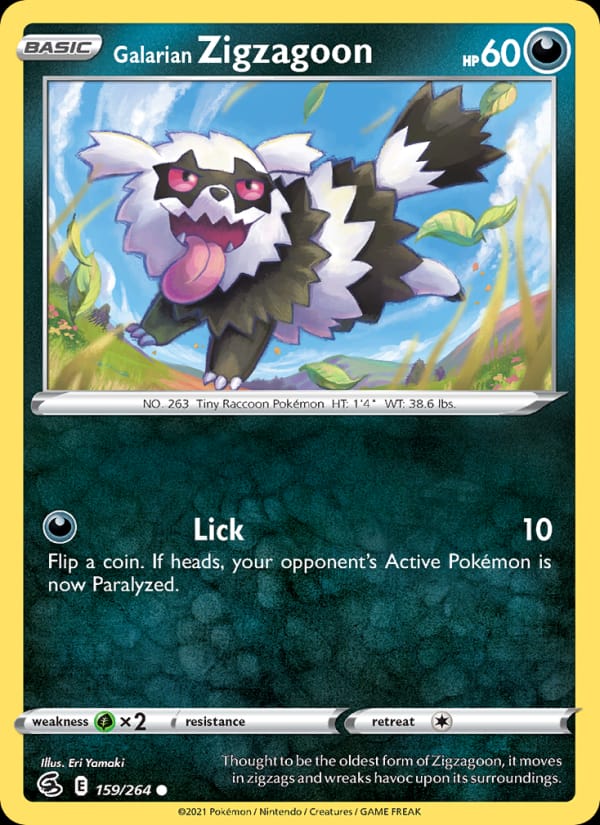Galarian Zigzagoon 159/264 Fusion Strike Pokémon card