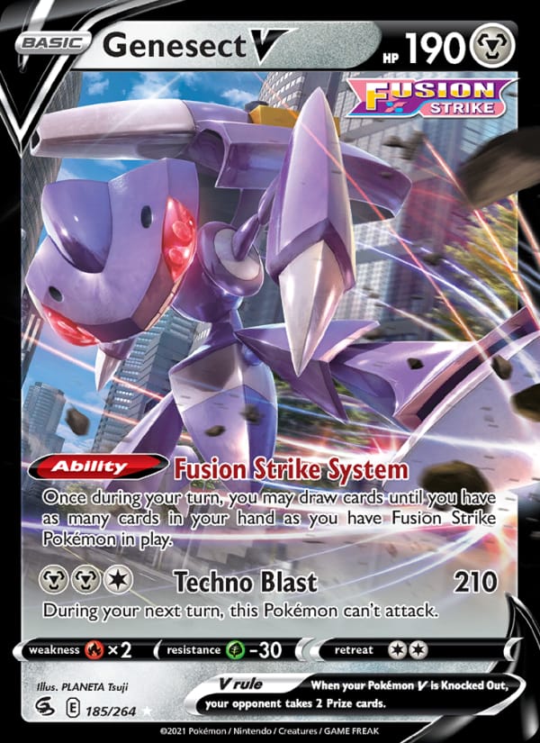 Genesect V 185/264 Fusion Strike Pokémon card