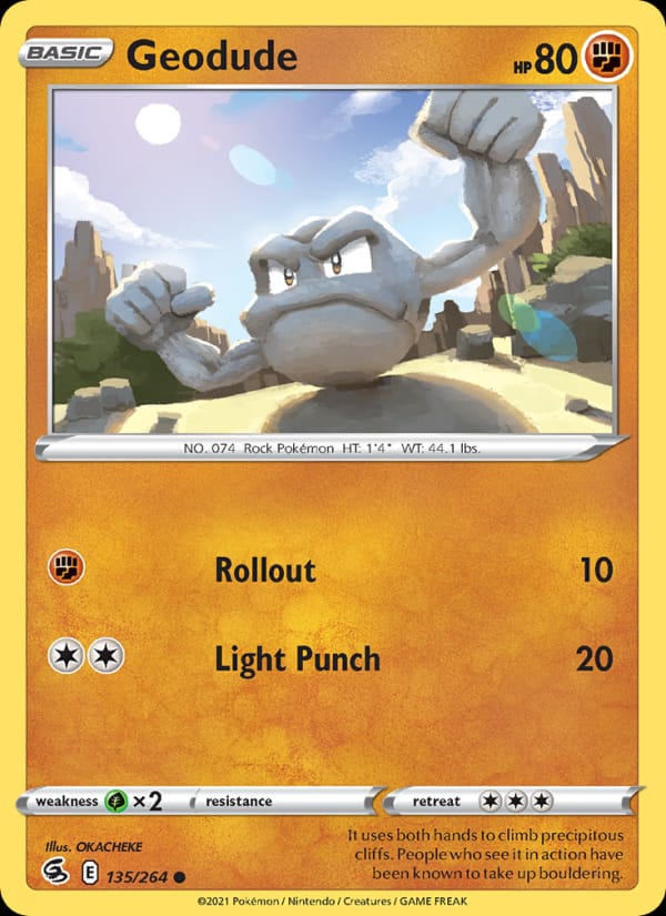 Geodude 135/264 Fusion Strike Pokémon card